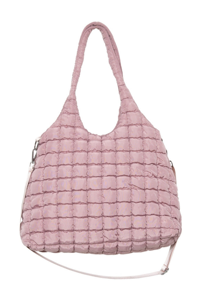Mauve Rectangular Quilted Puffer Bag