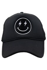 Black Lightning Happy Face Foam Trucker Hat