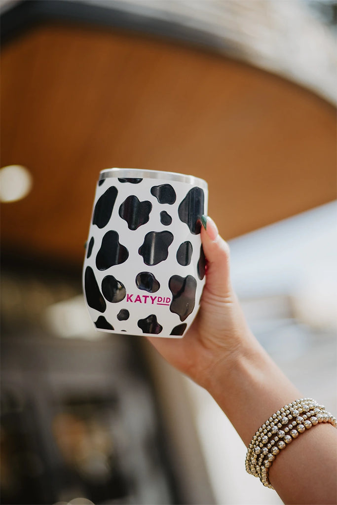 Cow Print Wine Tumbler Cup With Lid