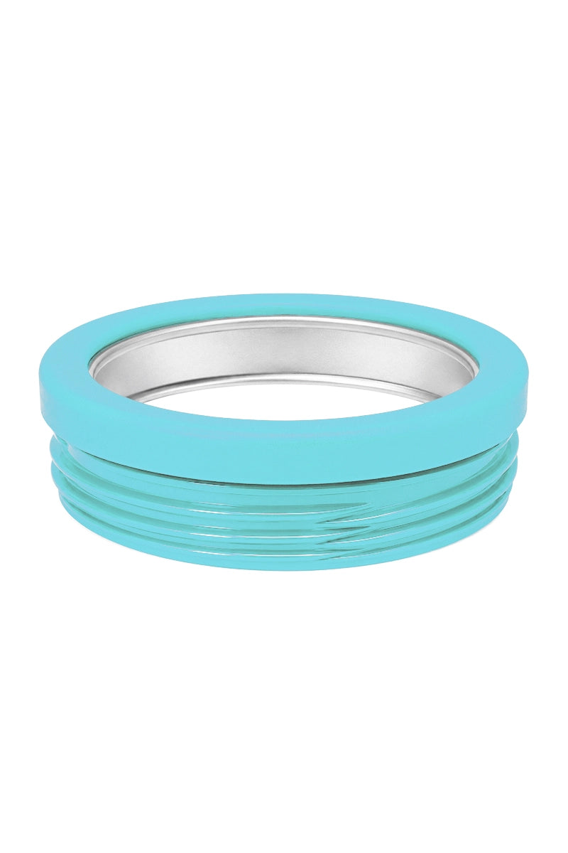 Yellow and Aqua Striped Slim Can Koozie