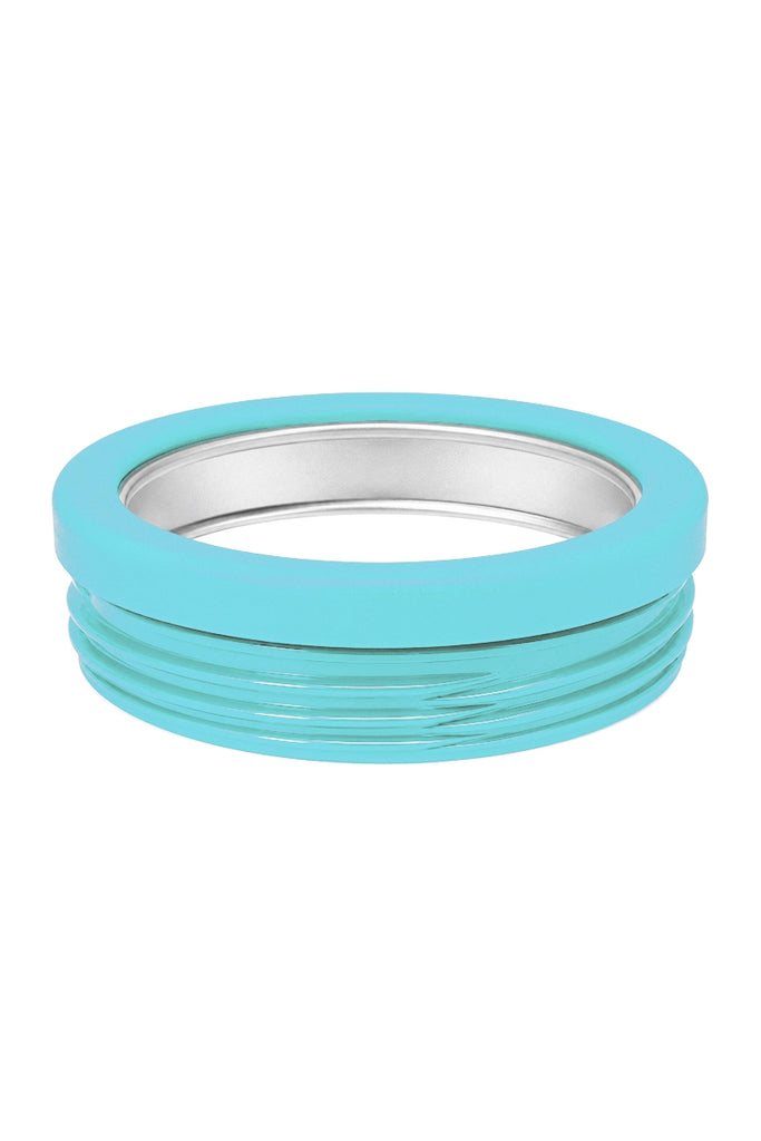 Yellow and Aqua Striped Slim Can Koozie