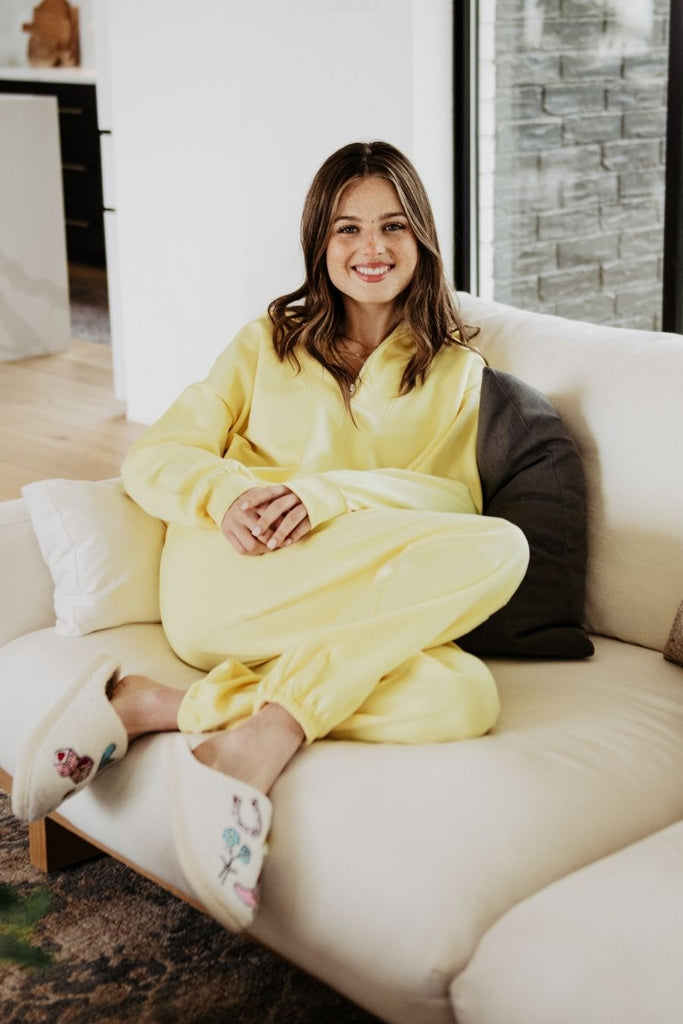 Yellow Scuba Pants Set Women's