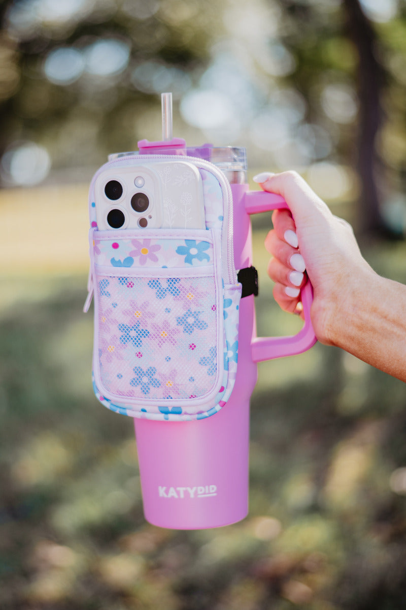 Dainty Florals Pink Tumbler Pouch Bag