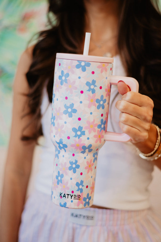 Dainty Florals Pink 38 Oz Tumbler Cup