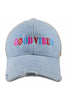 Happy Good Vibes Trucker Denim Hat