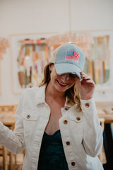 American Flag Trucker Denim Hat