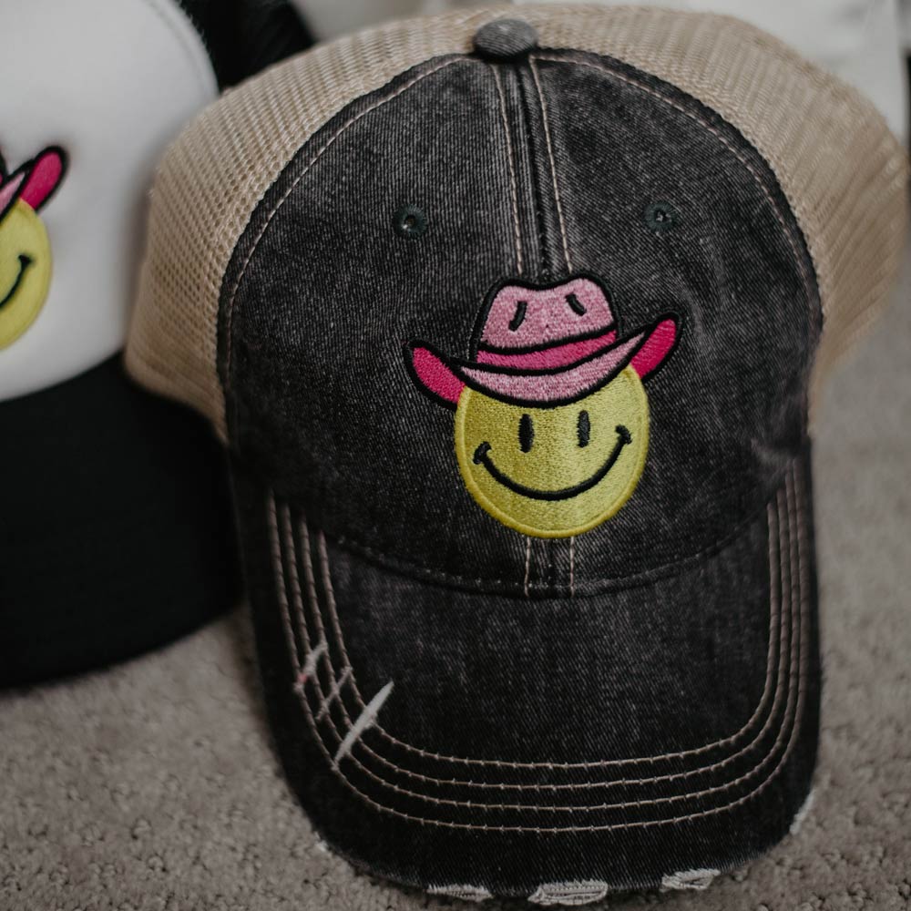 Cowboy Hat Happy Face Trucker Hat