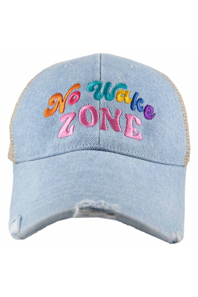 No Wake Zone Denim Trucker Hat - Katydid.com