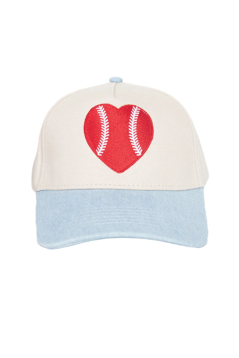 Red Baseball Heart Cap Trucker Vintage