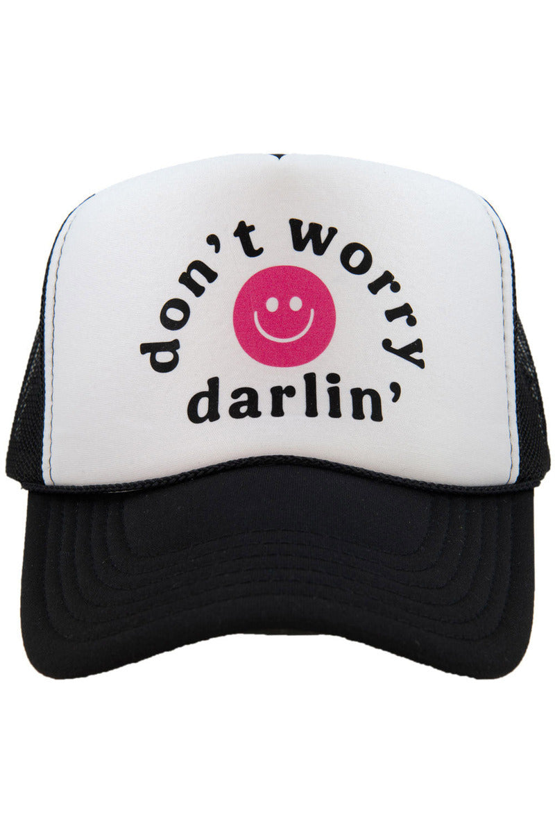 Don't Worry Darlin' Happy Face Foam Snapback Hat - Katydid.com