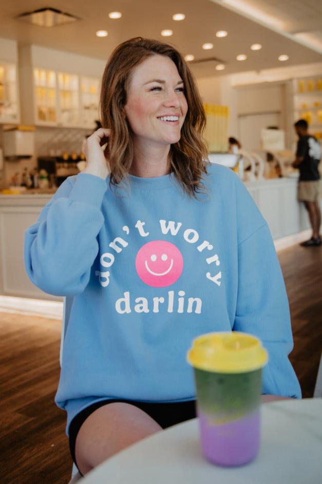 Don't Worry Darling Happy Face Graphic Sweatshirt