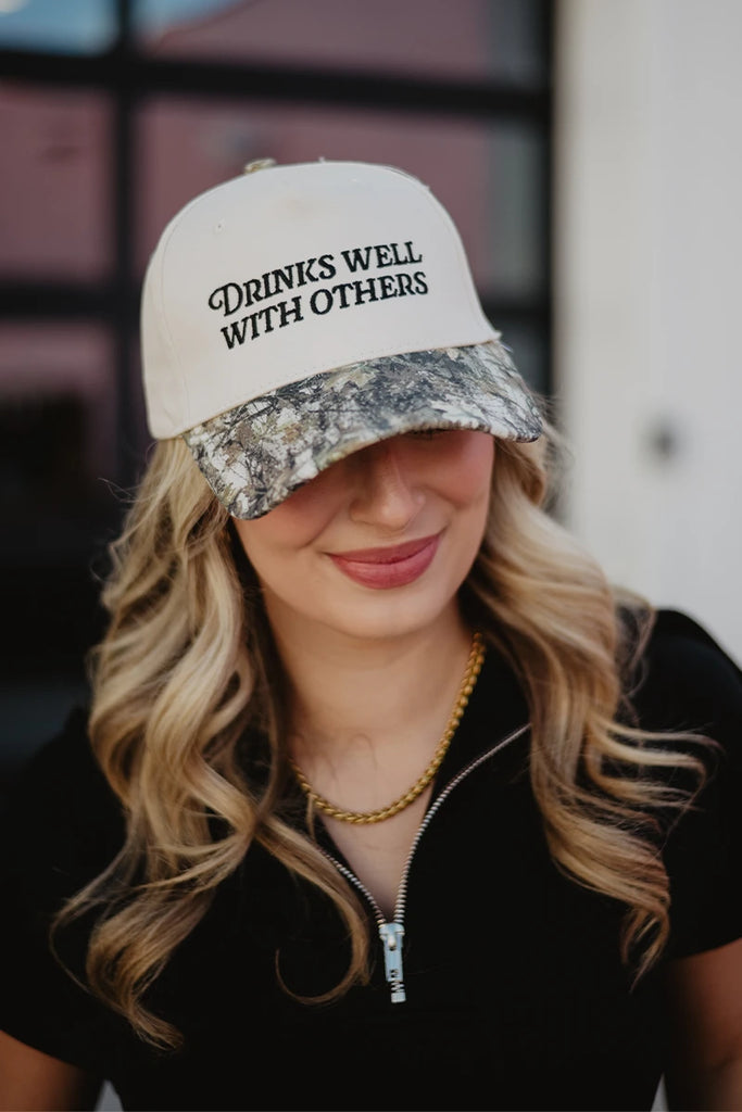 Drinks Well With Others Two-Toned Vintage Hat - Katydid.com