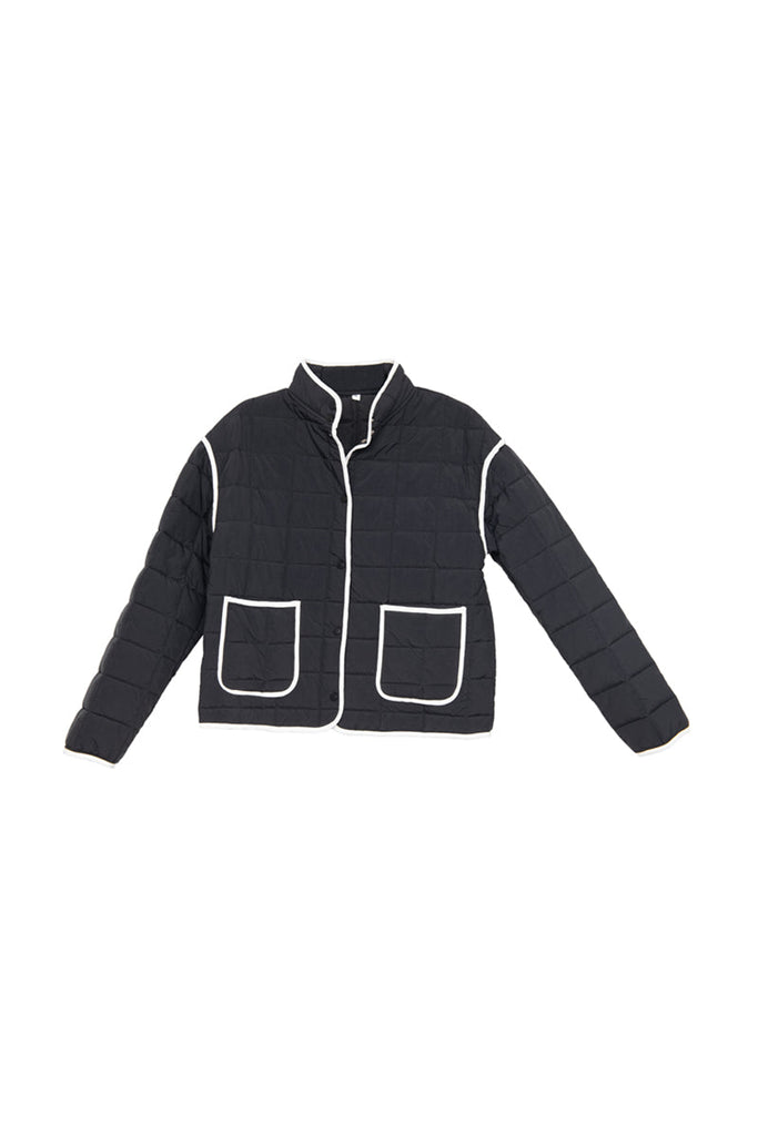 Black Ladies Quilted Trim Jacket