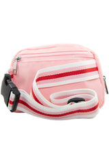 Light Pink Solid Belt Bag with Striped Strap