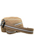 Tan Solid Belt Bag with Striped Strap