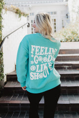 Feelin' Good Like I Should Happy Face Graphic Sweatshirt