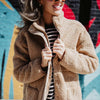 Tan Oversized Sherpa Jacket Women