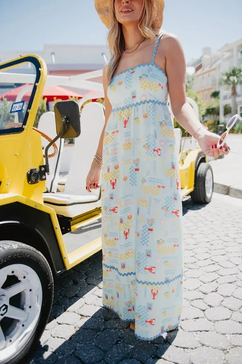 Italian Summer (Light Blue) Linen Maxi Dress - Katydid.com