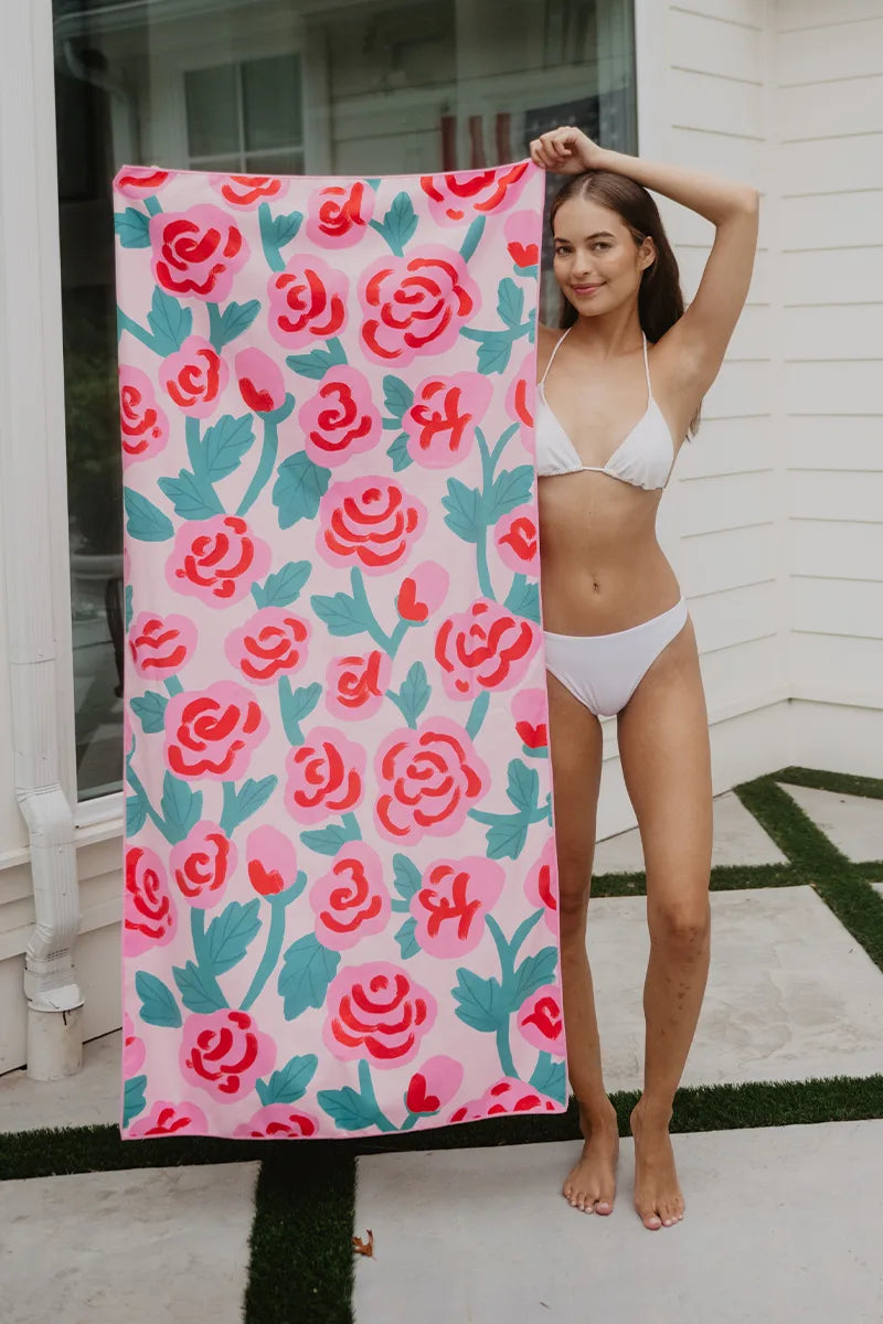 Roses All Over Microfiber Reversible Towel - Katydid.com