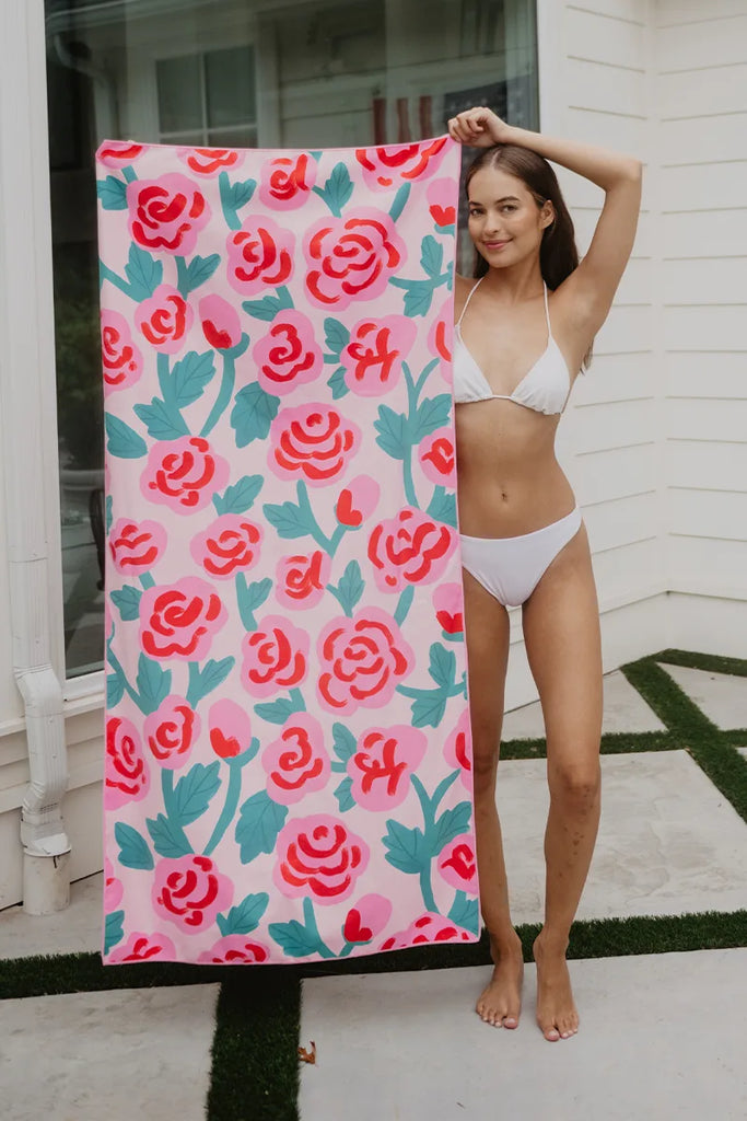 Roses All Over Microfiber Reversible Towel - Katydid.com