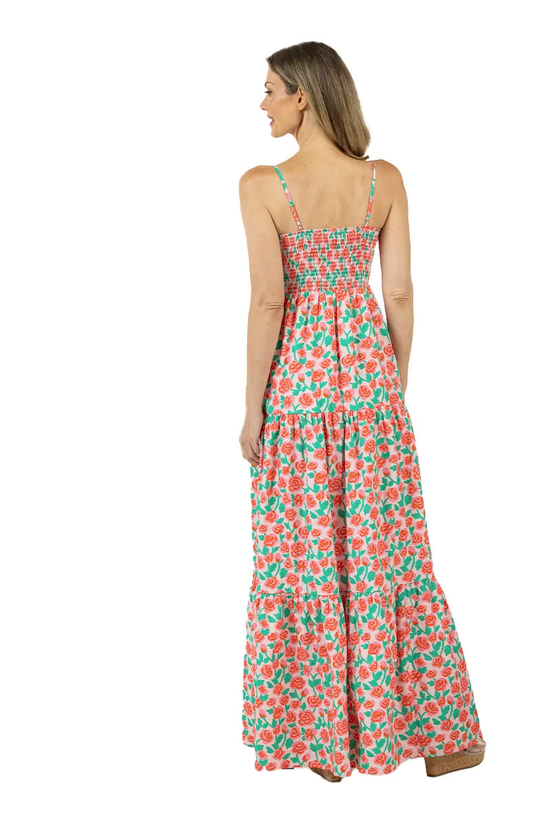 Whimsical Roses Floral Maxi Dress | Smocked Sundress | Katydid Light Pink / XL Whimsical Roses Floral Maxi Dress | Smocked Sundress | Katydid Light Pink / XL