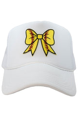 Softball Bow Coquette Patch Foam Trucker Women's Hat