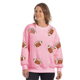 Sequined FOOTBALL Patches Sweatshirt