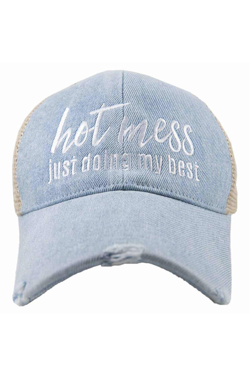 Hot Mess Just Doing My Best Denim Trucker Hat - Katydid.com