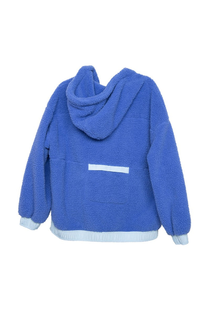 Blue Two-Toned Sherpa Fleece Pullover