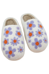 Lilac Daisy All Over Fuzzy Slippers