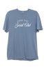 The Katydid Game Day Social Club Graphic Tee is a women’s blue Comfort Colors T-shirt with short sleeves and white text in mixed fonts, combining style and comfort for any occasion. Displayed against a plain white background.