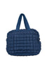 Navy Quilted Duffel Weekender Bag w/ Pass-Thru Slip