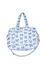 Light Blue Toile Coquette Bows Weekender w/ Pass-Thru Slip