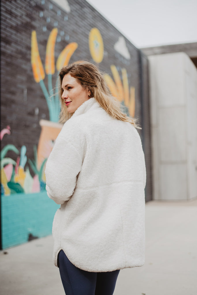 White Oversized Sherpa Jacket White XL