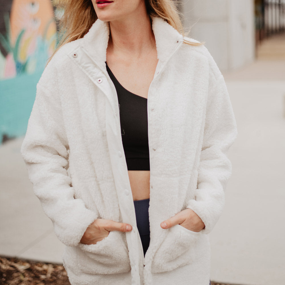 White Oversized Sherpa Jacket