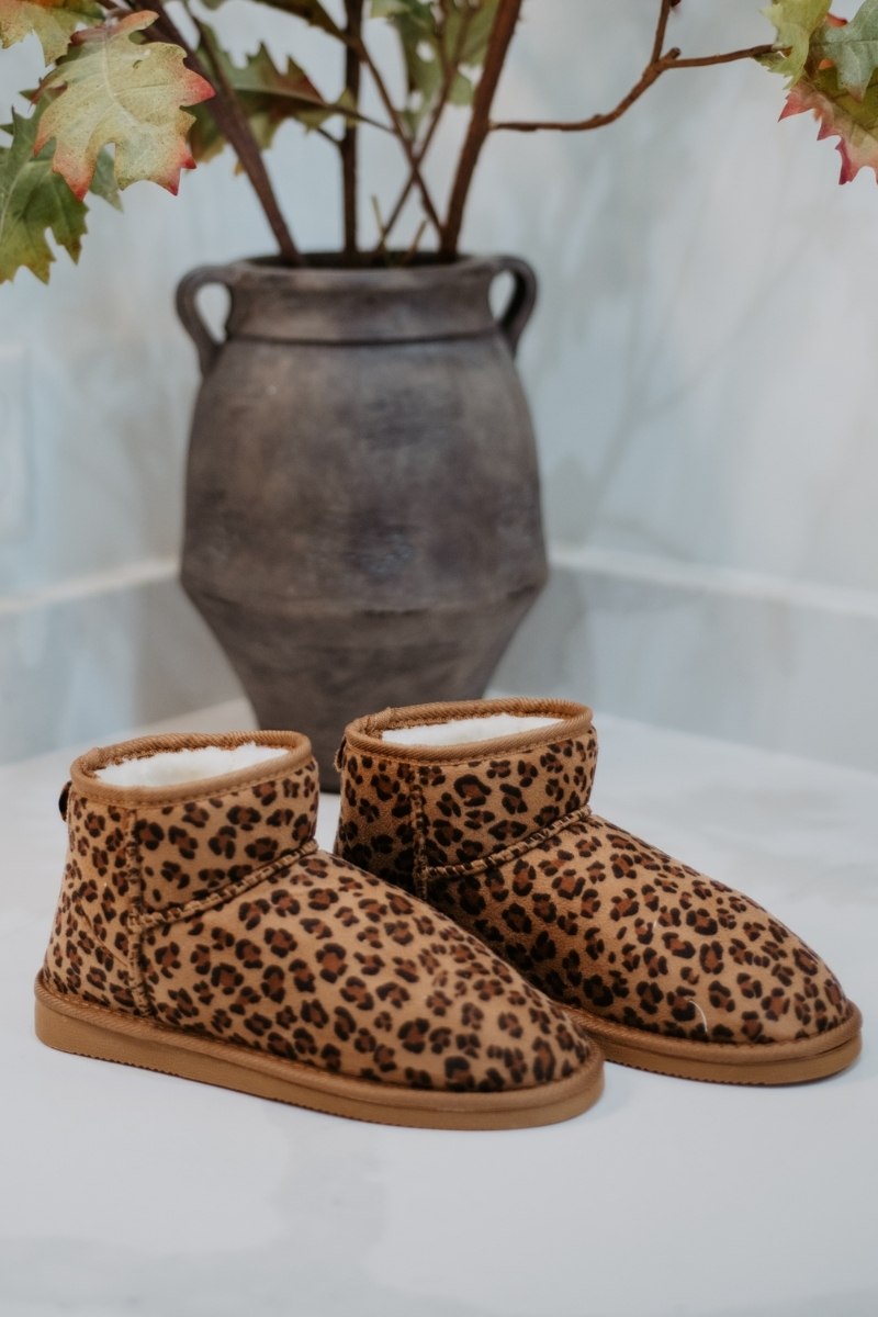 Leopard Print Fur Mini Ankle Boots