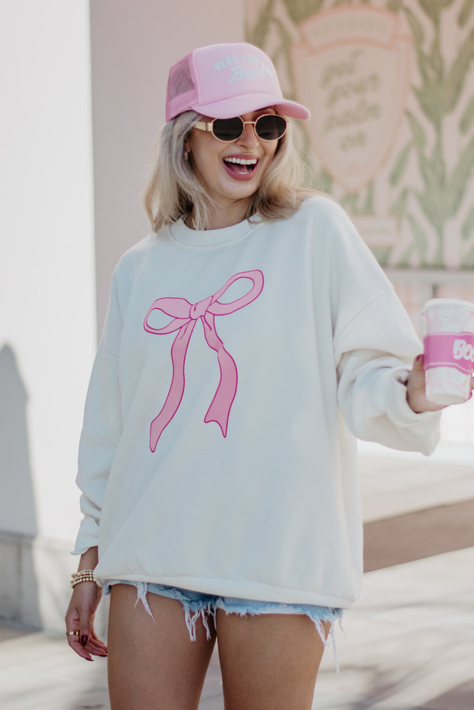 Pink Coquette Bow Graphic Sweatshirt