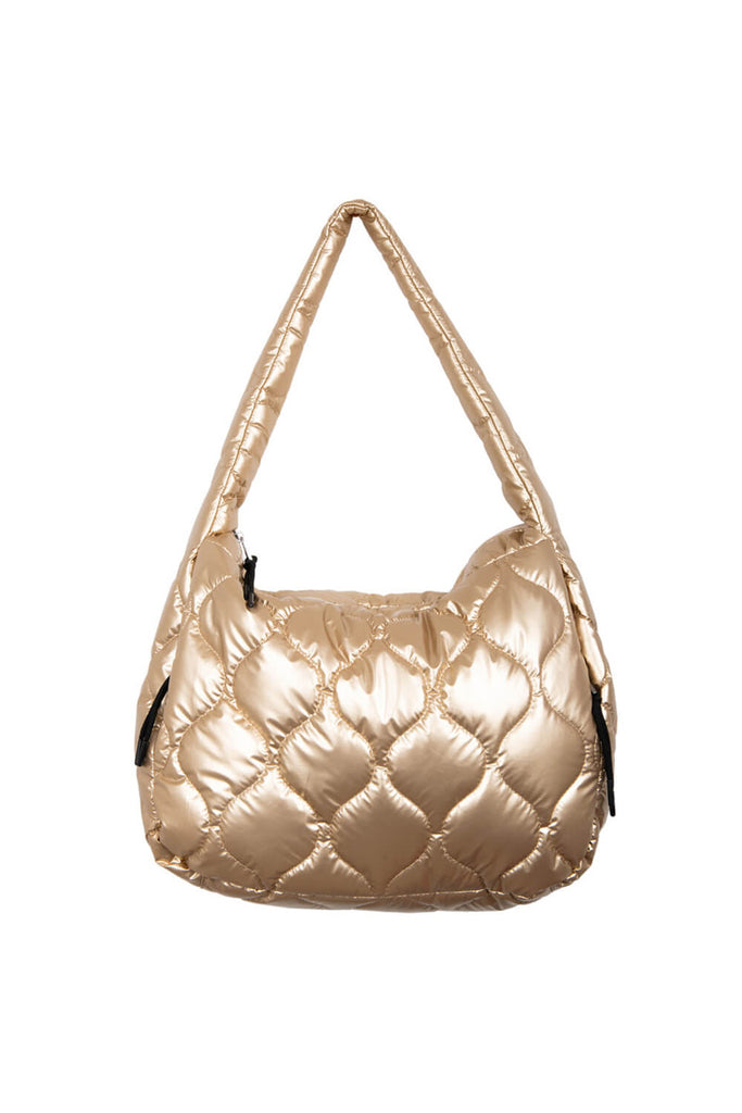 Metallic Gold Wave Quilted Hobo Tote Bag