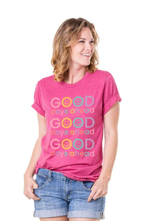 Good Days Ahead Happy Face Graphic T-Shirt