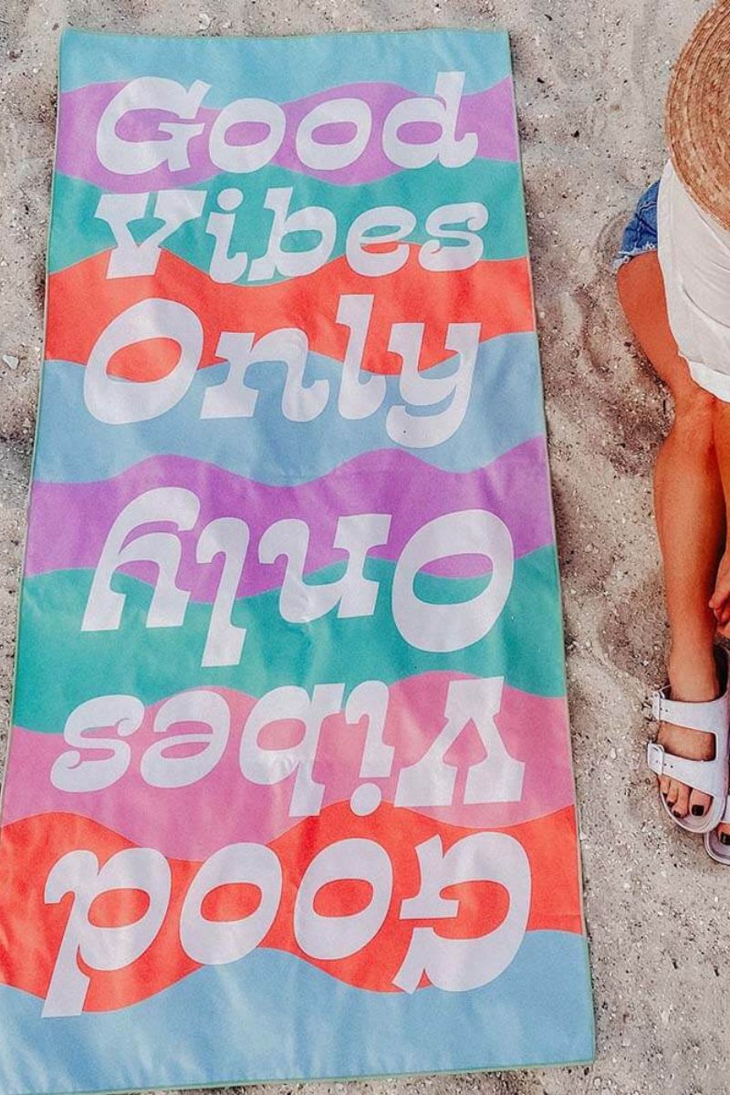 Good Vibes Repeat Quick Dry Reversible Beach Towel