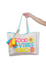 Good Vibes Only Happy Floral Canvas Tote Bag