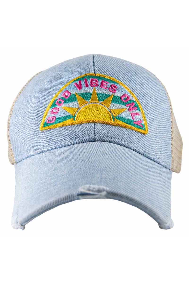 Good Vibes Only Patch Denim Hat - Katydid.com
