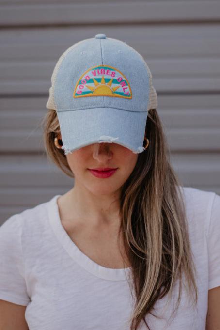 Good Vibes Only Patch Denim Hat