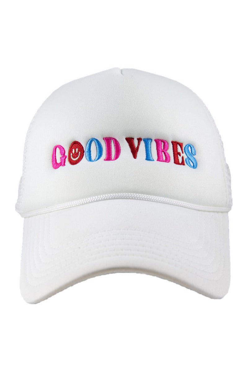 Happy Good Vibes Foam Trucker Hat - Katydid.com