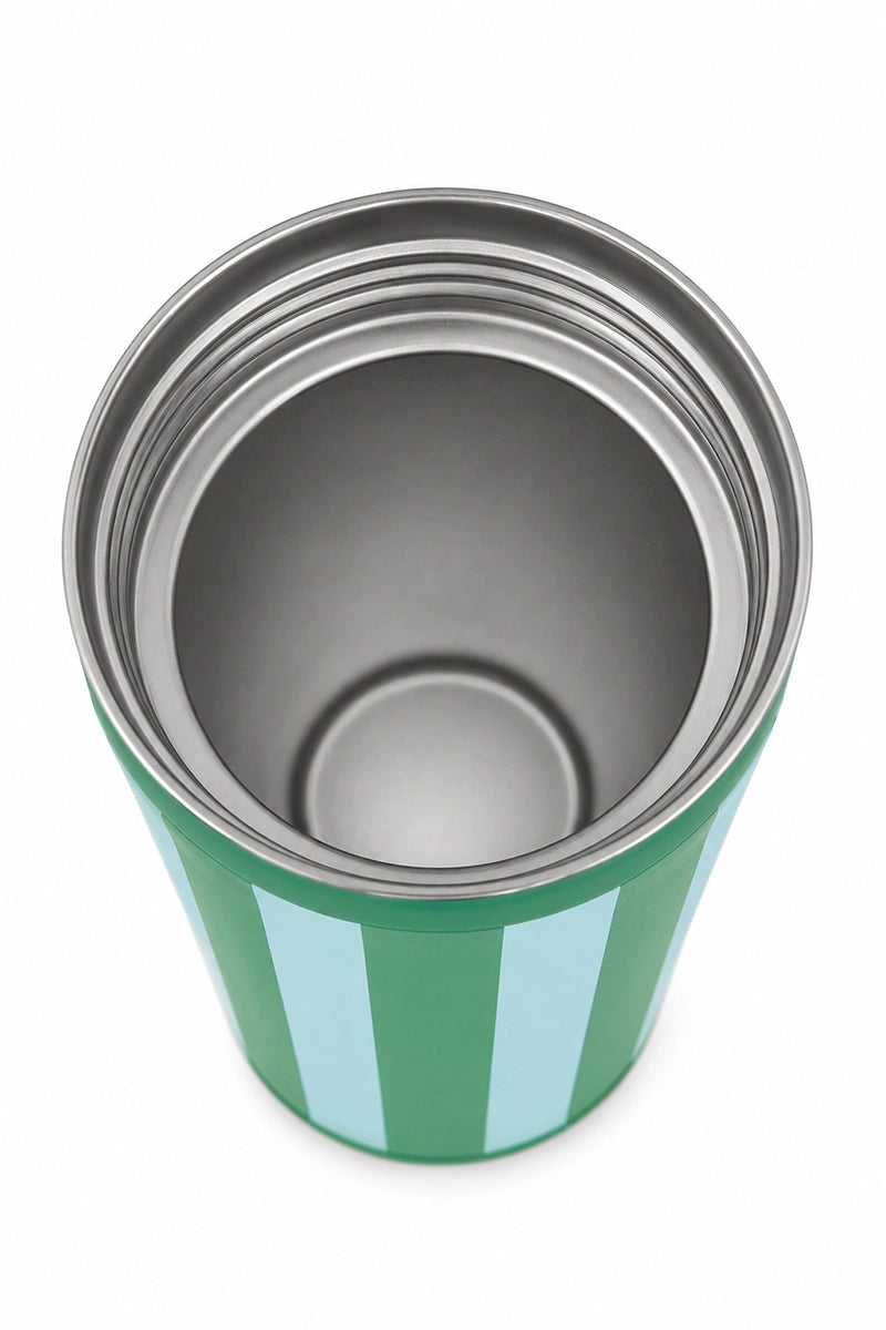Aqua and Green Striped 12 Oz Can Cooler