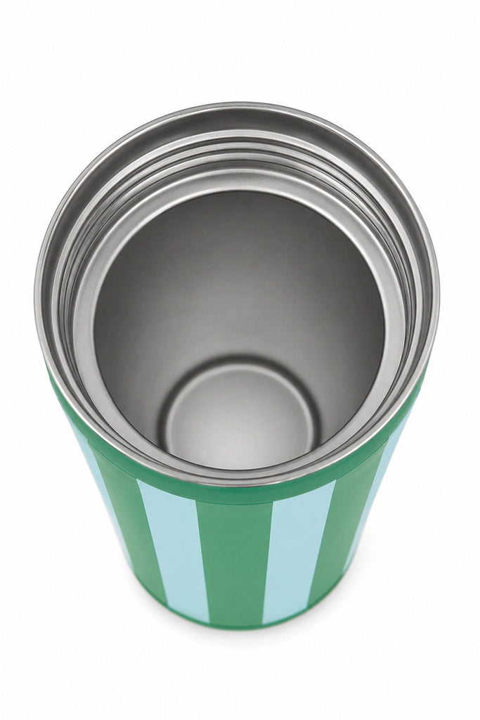 Aqua and Green Striped 12 Oz Can Cooler