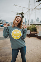 Flower Eye Happy Face Corded Sweatshirt