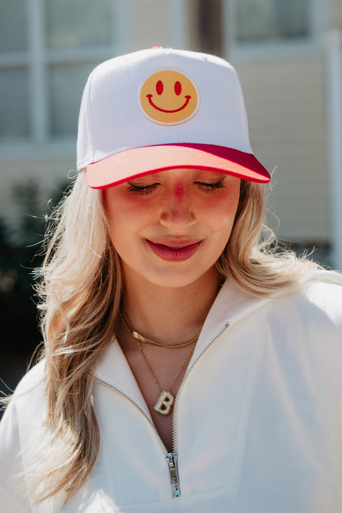 Red/Yellow Happy Face Two-Toned Vintage Hat