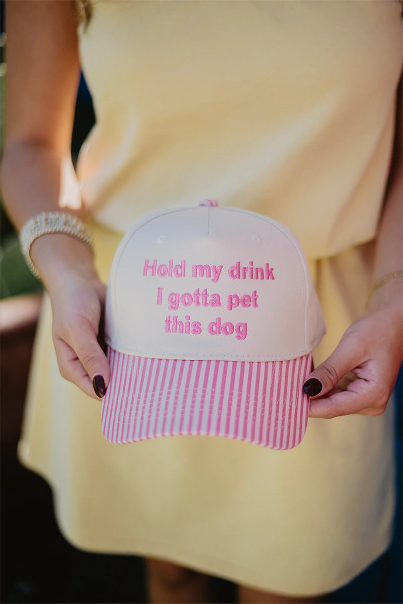Hold My Drink I Gotta Pet This Dog Vintage Hat