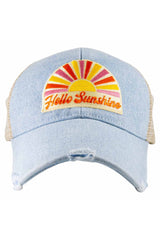 Hello Sunshine Patch Denim Trucker Hat